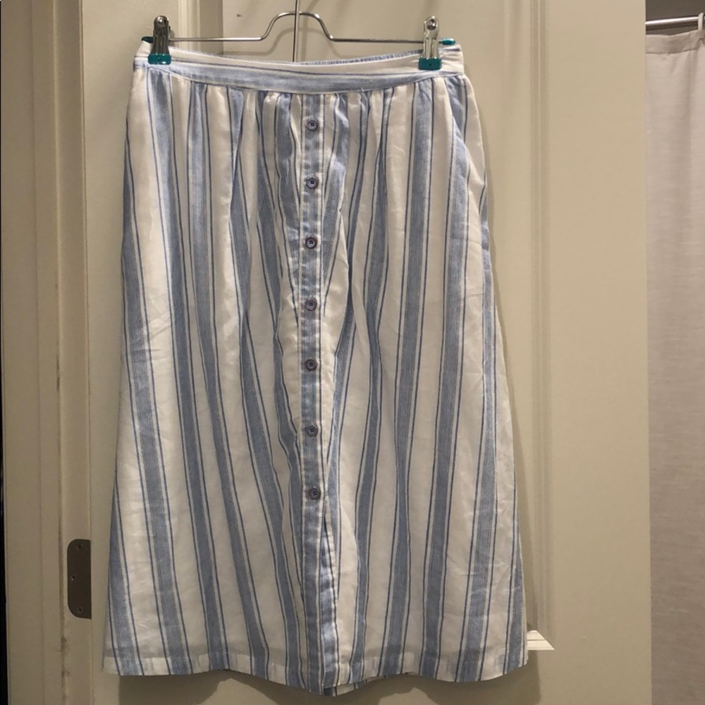 Blue and White Stripe Midi Skirt